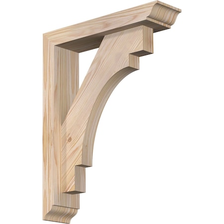 Ekena Millwork Merced Traditional Smooth Bracket w/ Offset Brace, Douglas Fir, 3 1/2"W x 14"D x 18"H BKT0402X14X18MRC01SDF